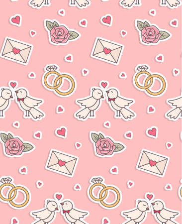 Wedding objects seamless pattern.のイラスト素材