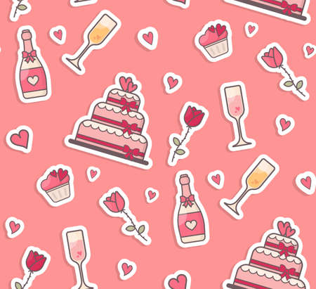 Wedding objects seamless pattern.のイラスト素材