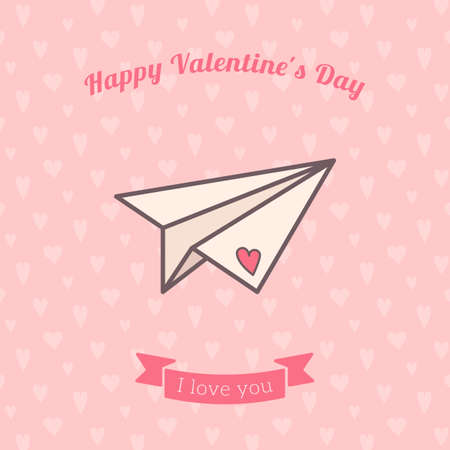 Paper plane decorated with heart.のイラスト素材
