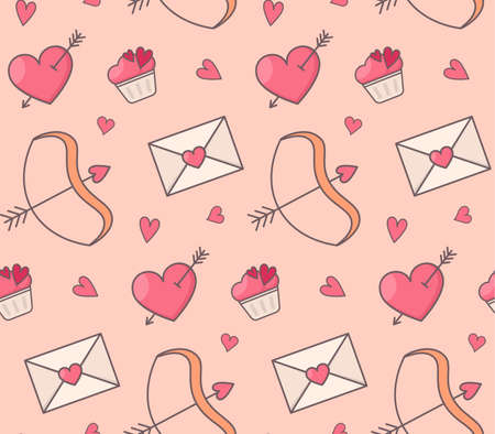 Romantic symbols seamless pattern.のイラスト素材