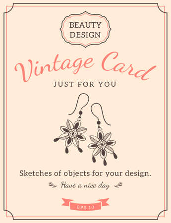 Vintage design for card or invitation. Vector template.のイラスト素材