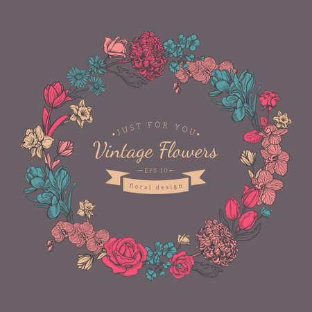 Design for vintage card or invitation. Vector template.のイラスト素材