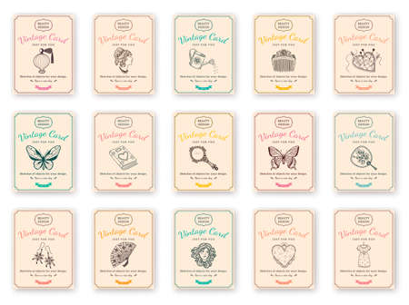 Vintage design for card or invitation. Vector templates set.のイラスト素材