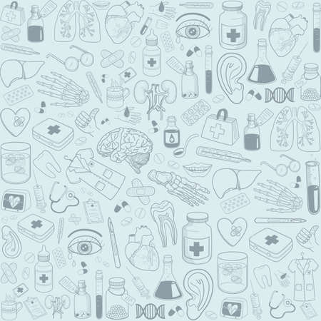 Healthcare medical background. Vector sketch symbols composition.のイラスト素材