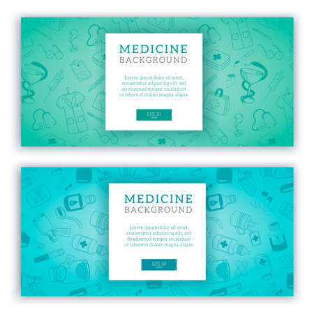 Healthcare medical banners. Vector sketch symbols compositionのイラスト素材