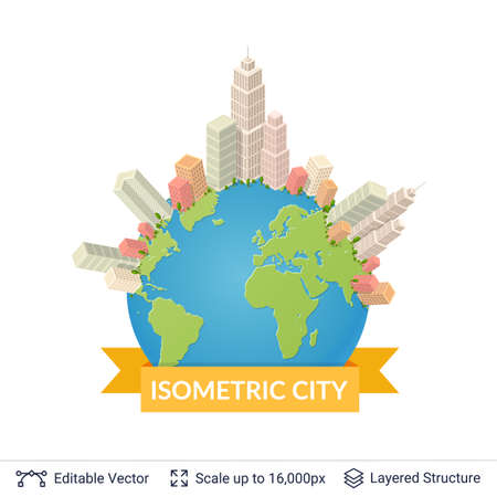 Isometric city vector elements.のイラスト素材
