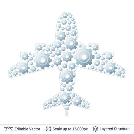 Airplane shape of gears.のイラスト素材
