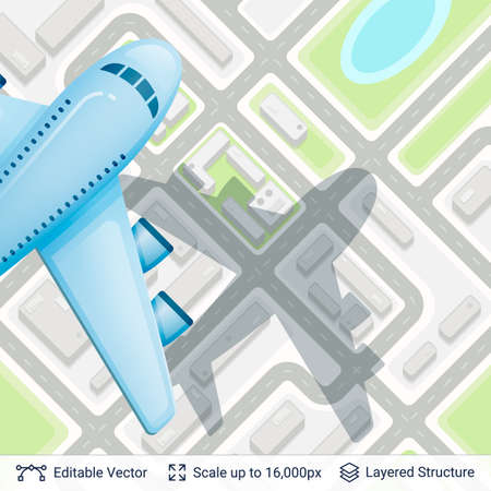 Abstract city plan and airplane.のイラスト素材