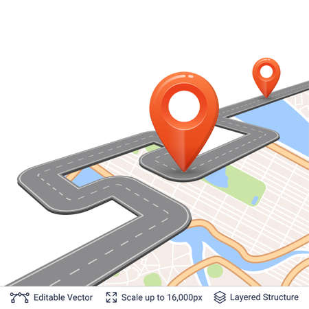 Map street plan backdrop and navigation elements.のイラスト素材