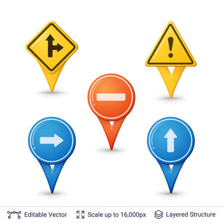 Road sign pins set.のイラスト素材