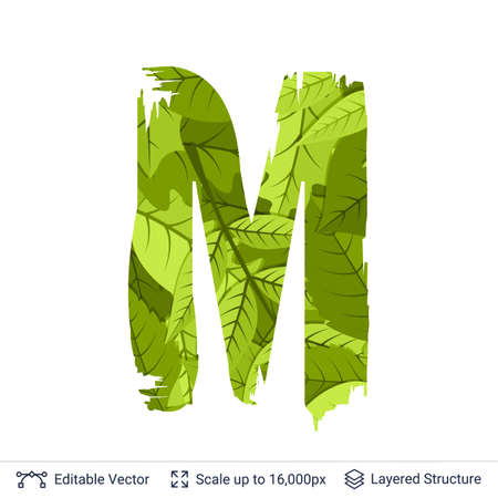Paint brush silhouette filled with leaves pattern.のイラスト素材