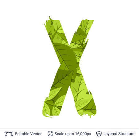 Paint brush silhouette filled with leaves pattern.のイラスト素材