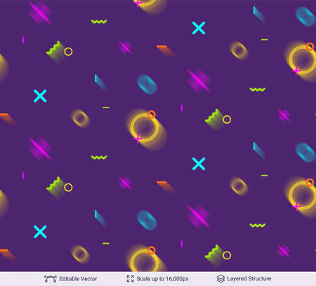 Vector multicolored geometric shapes. Simple dark backdrop.のイラスト素材