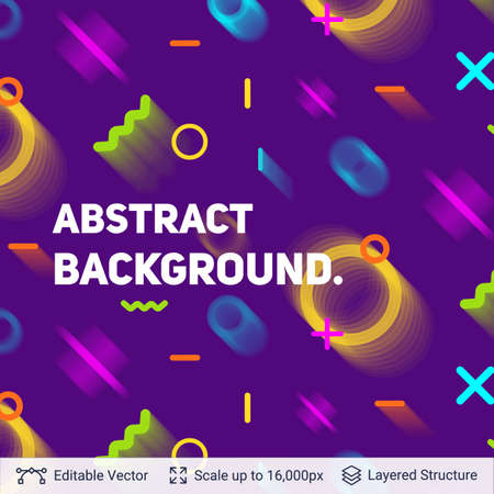 Vector multicolored geometric shapes. Simple dark backdrop.のイラスト素材