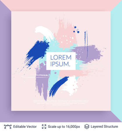 Colorful brush strokes pattern and text block. Vector illustration.のイラスト素材