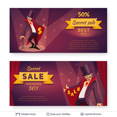 Sly character offers specials.のイラスト素材