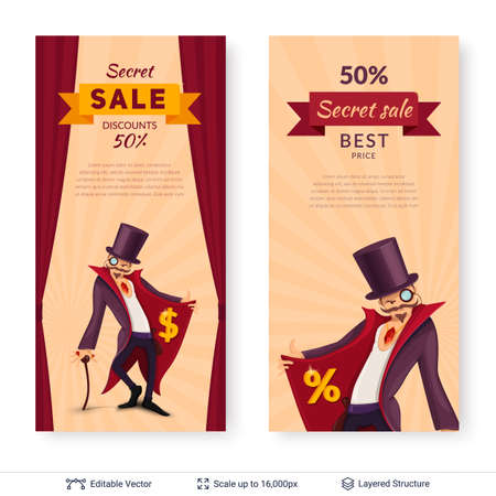 Sly character offers specials.のイラスト素材