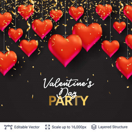 Red 3D hearts and greeting text.のイラスト素材