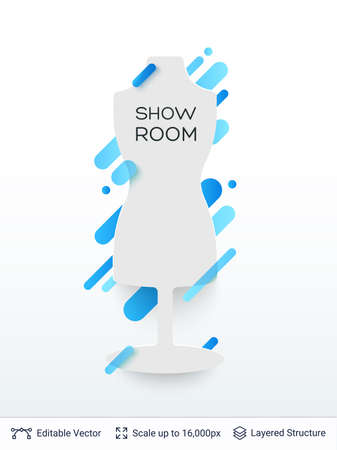 White badge mannequin silhouette sticker illustration.のイラスト素材