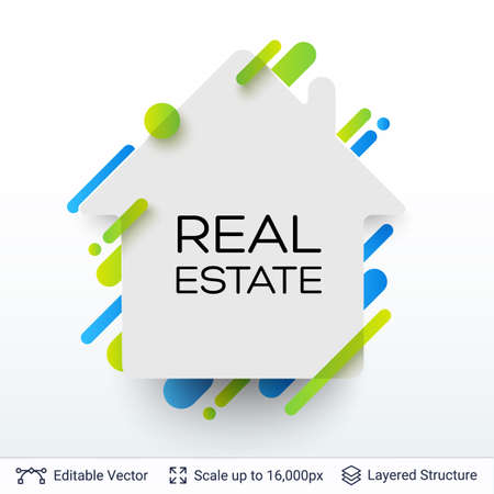 White badge house shaped sticker.のイラスト素材