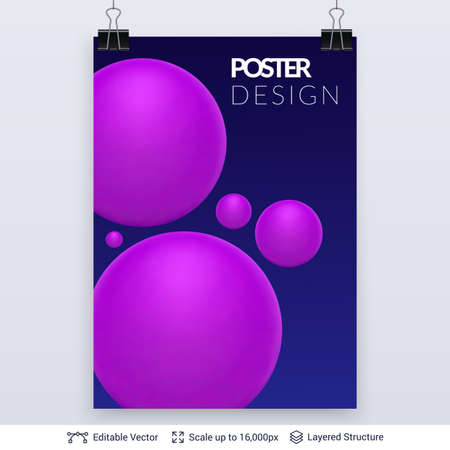 3D colorful spheres poster design template Vector illustration.のイラスト素材