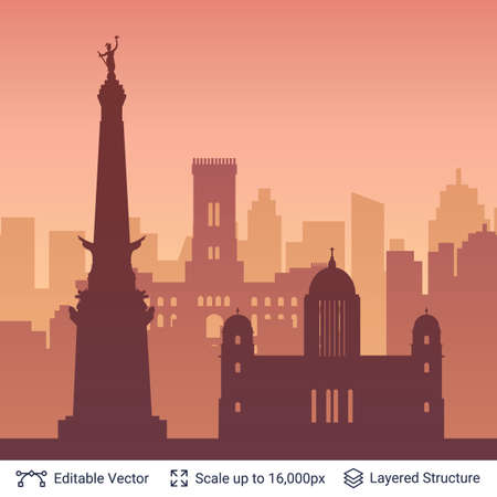 Flat well known silhouettes city skyline. Vector illustration easy to edit for flyers, posters or book covers.のイラスト素材