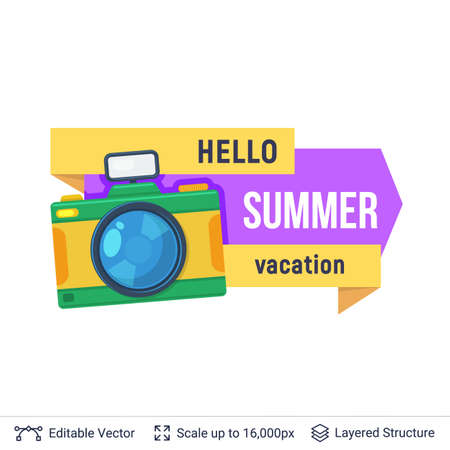 Camera and ad text. Easy to edit vector label isolated on white.のイラスト素材