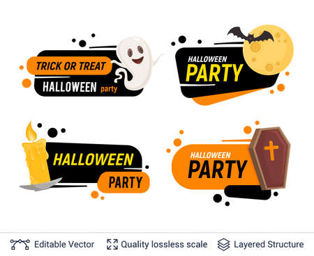 Halloween set of badges with editable copy space.のイラスト素材