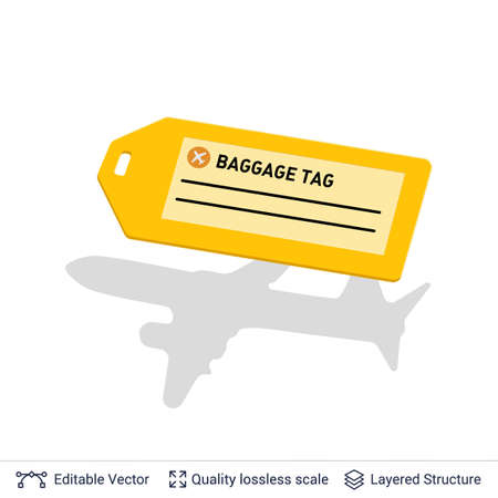 Bright yellow luggage tag isolated on white.のイラスト素材