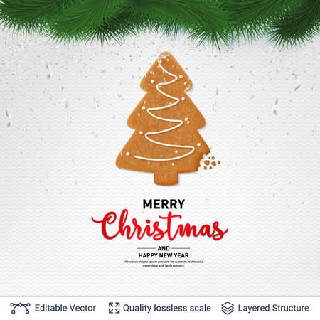 Traditional Christmas decorative treat. New Year holiday background template.のイラスト素材
