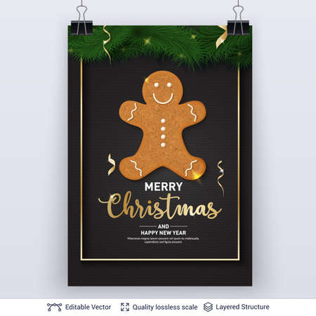 Traditional Christmas decorative treat. New Year holiday background template.のイラスト素材