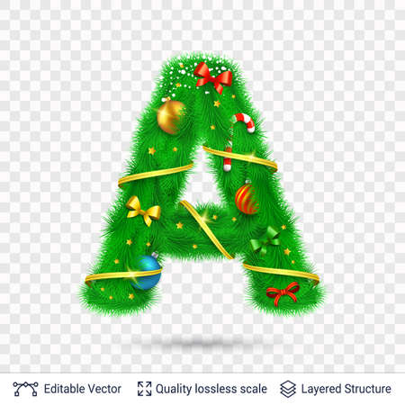 Christmas and New Year holiday alphabet symbol. Vector font element.のイラスト素材