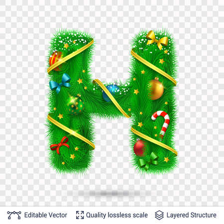 Christmas and New Year holiday alphabet symbol. Vector font element.のイラスト素材