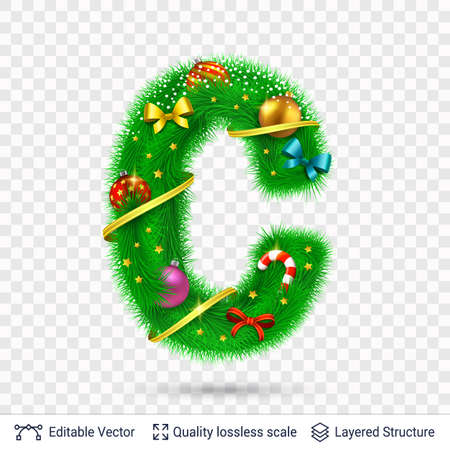 Christmas and New Year holiday alphabet symbol. Vector font element.のイラスト素材