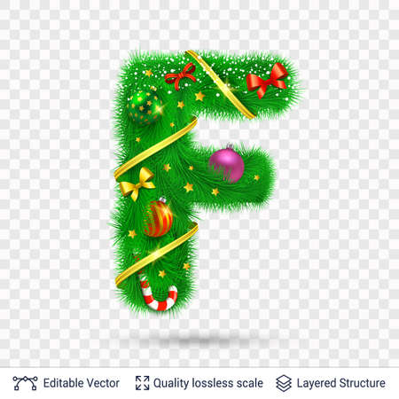 Christmas and New Year holiday alphabet symbol. Vector font element.のイラスト素材