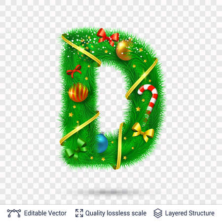 Christmas and New Year holiday alphabet symbol. Vector font element.のイラスト素材