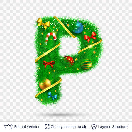 Christmas and New Year holiday alphabet symbol. Vector font element.のイラスト素材
