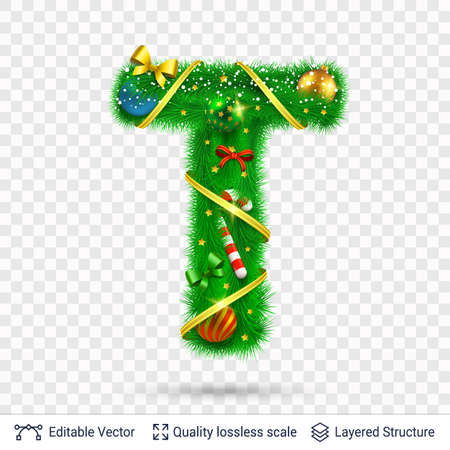 Christmas and New Year holiday alphabet symbol. Vector font element.のイラスト素材