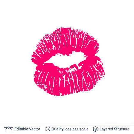 Pink lips print isolated on white background.のイラスト素材