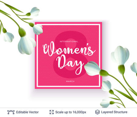 Frame composition and Spring flowers. Editable vector background.のイラスト素材