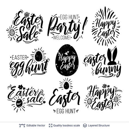 Black on white lettering easy to edit vector design elements.のイラスト素材