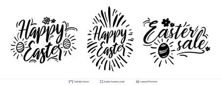 Black on white lettering easy to edit vector design elements.のイラスト素材