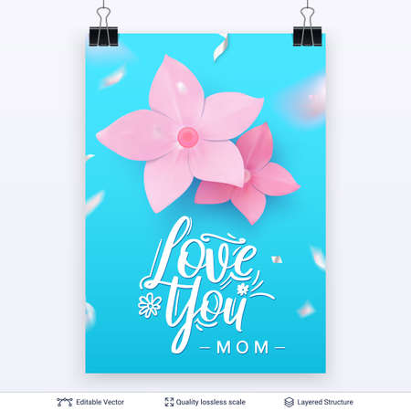 Mothers Day greeting card banner vector template.のイラスト素材