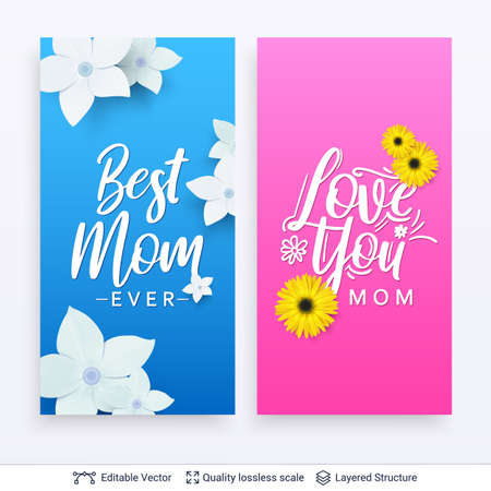 Greeting cards for Mothers Day vector template.のイラスト素材