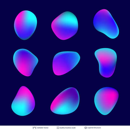 Organic flowing liquid shapes isolated on dark.のイラスト素材