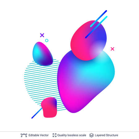 Organic flowing liquid shapes isolated on white.のイラスト素材