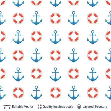 Marine seamless pattern design. Vector template.