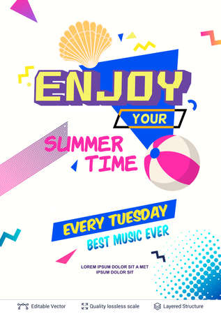 Summer season ad poster in pop-art style.のイラスト素材