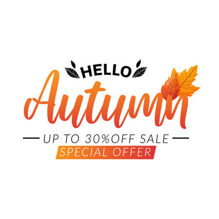 Autumn discount sale text isolated on white.のイラスト素材