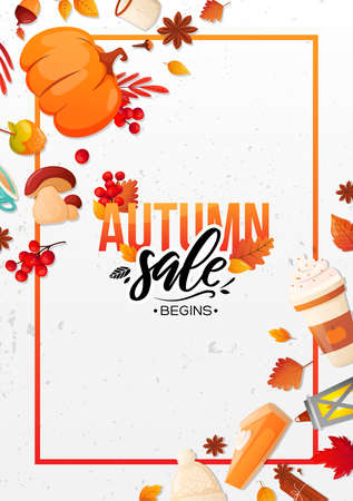 Autumn Fall Season Sale Ad Poster.のイラスト素材